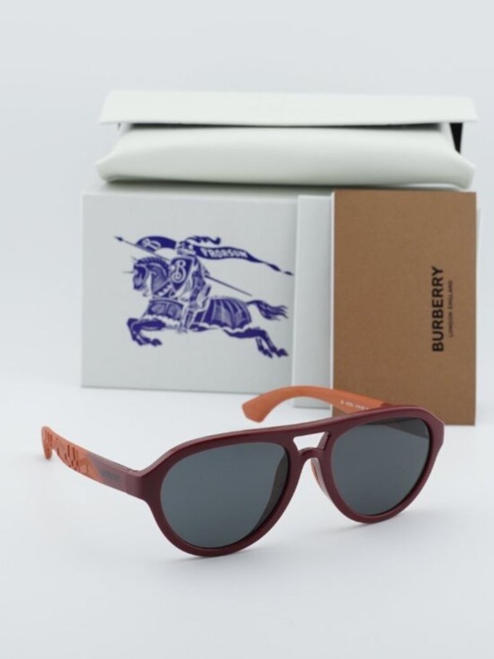 Burberry Kids JB4005U 418187 Aviator Sunglasses - Red/Dark Grey